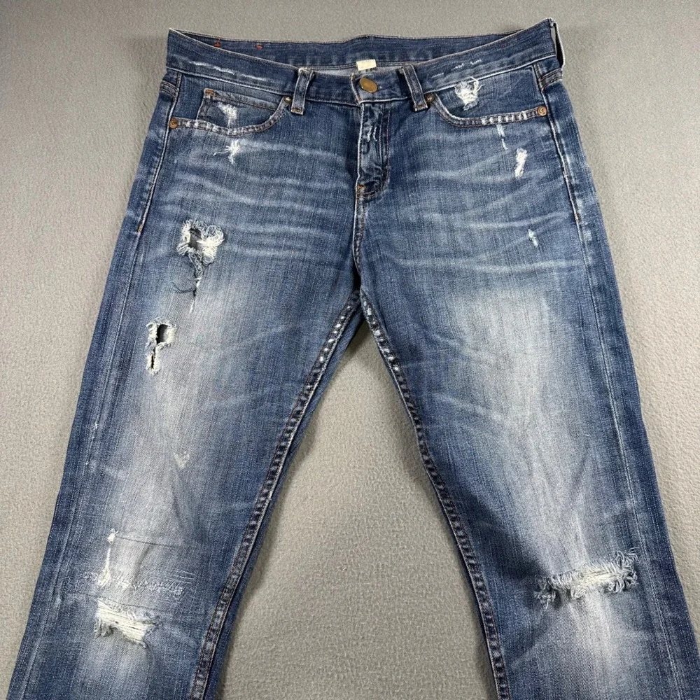 Banana Republic Distressed Skinny Jeans Mens 28 Medium Wash Blue Denim Frayed